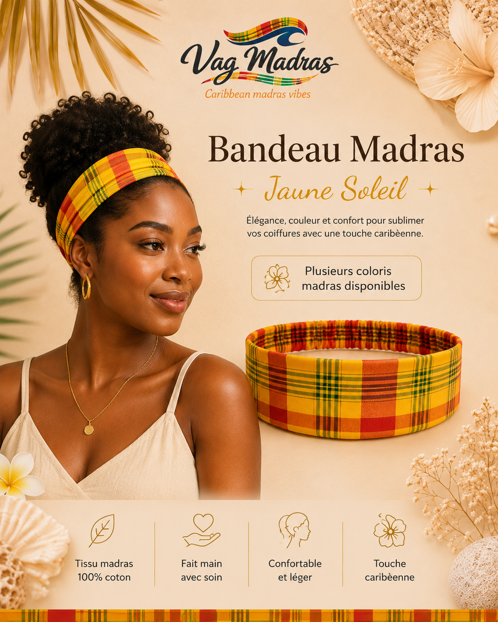 Bandeau madras – fait main