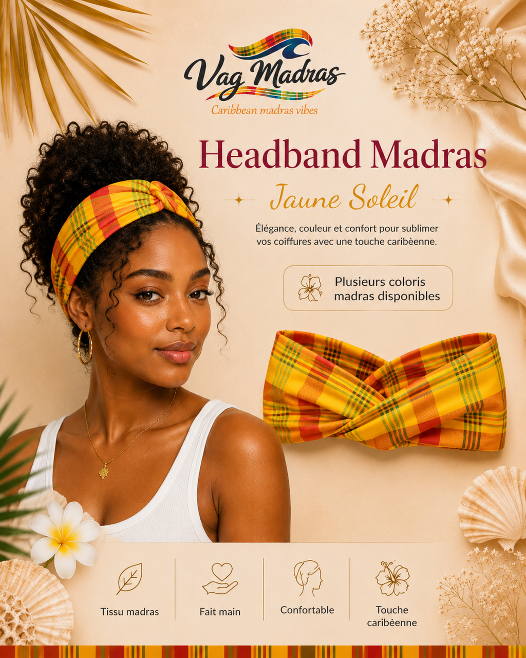 Headband madras – fait main