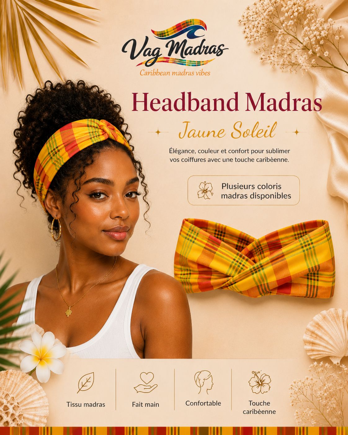 Headband madras – fait main