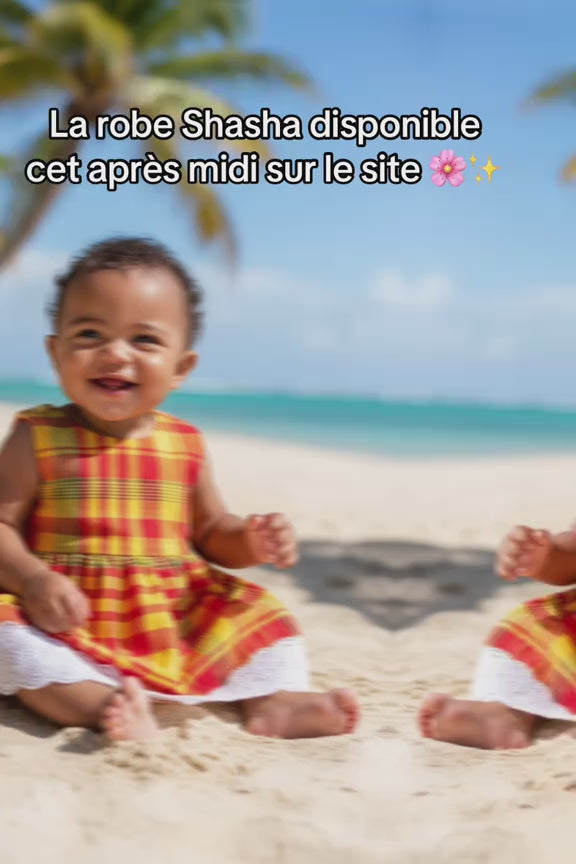 Robe enfant « Shasha » – Madras & Dentelle