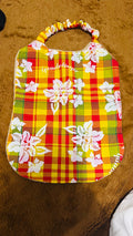 Serviette de cantine enfant madras Jaune Soleil fleuri Guadeloupe – Vag Madras