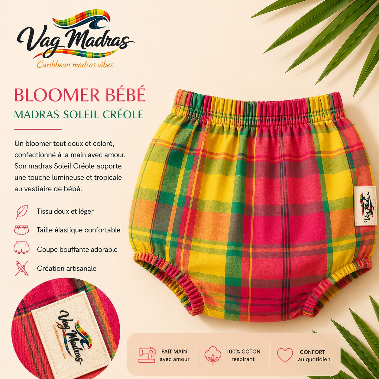 Bloomer bébé Soleil Créole – fait main