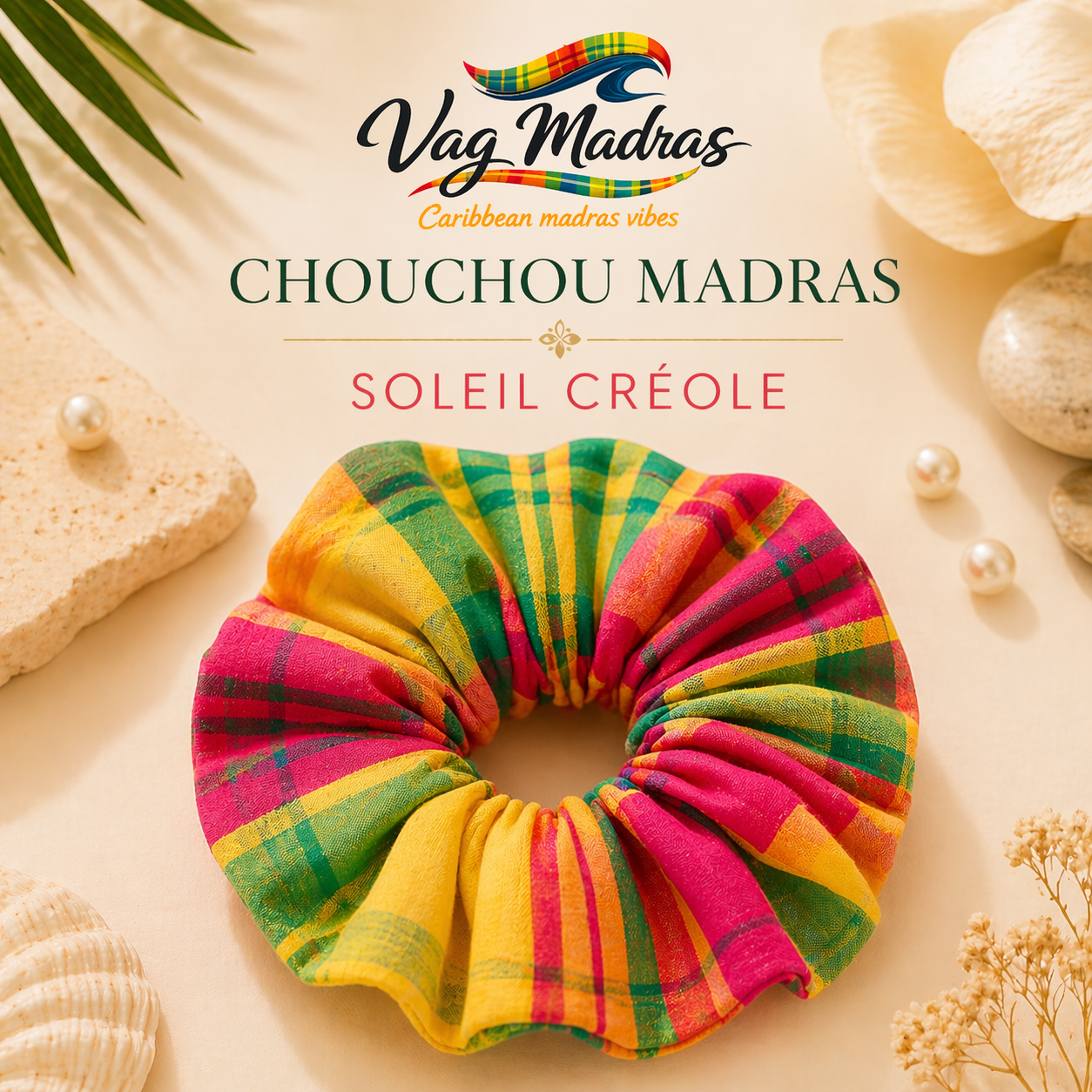 Chouchou Madras Soleil Créole – fait main