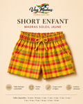 Short enfant madras Soleil Jaune – fait main