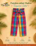 Pantalon enfant madras Turquoise Soleil – fait main